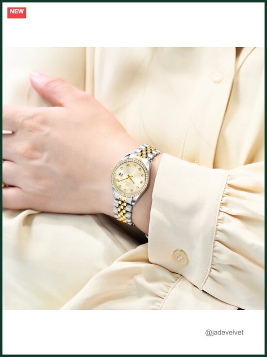 Women\'s Crystal Accented Calendar Watch, Alloy Steel Band, Quartz main image 6